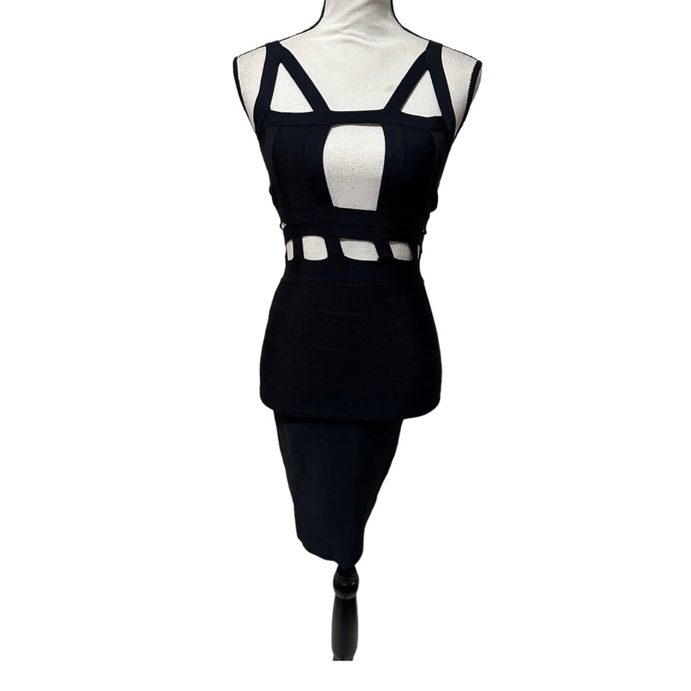 HERVE LEGER 🔥Rare navy blue dress Sz S